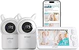 ieGeek Baby Monitor with 2 Cameras 1080P 5in Split Screen Night Vision