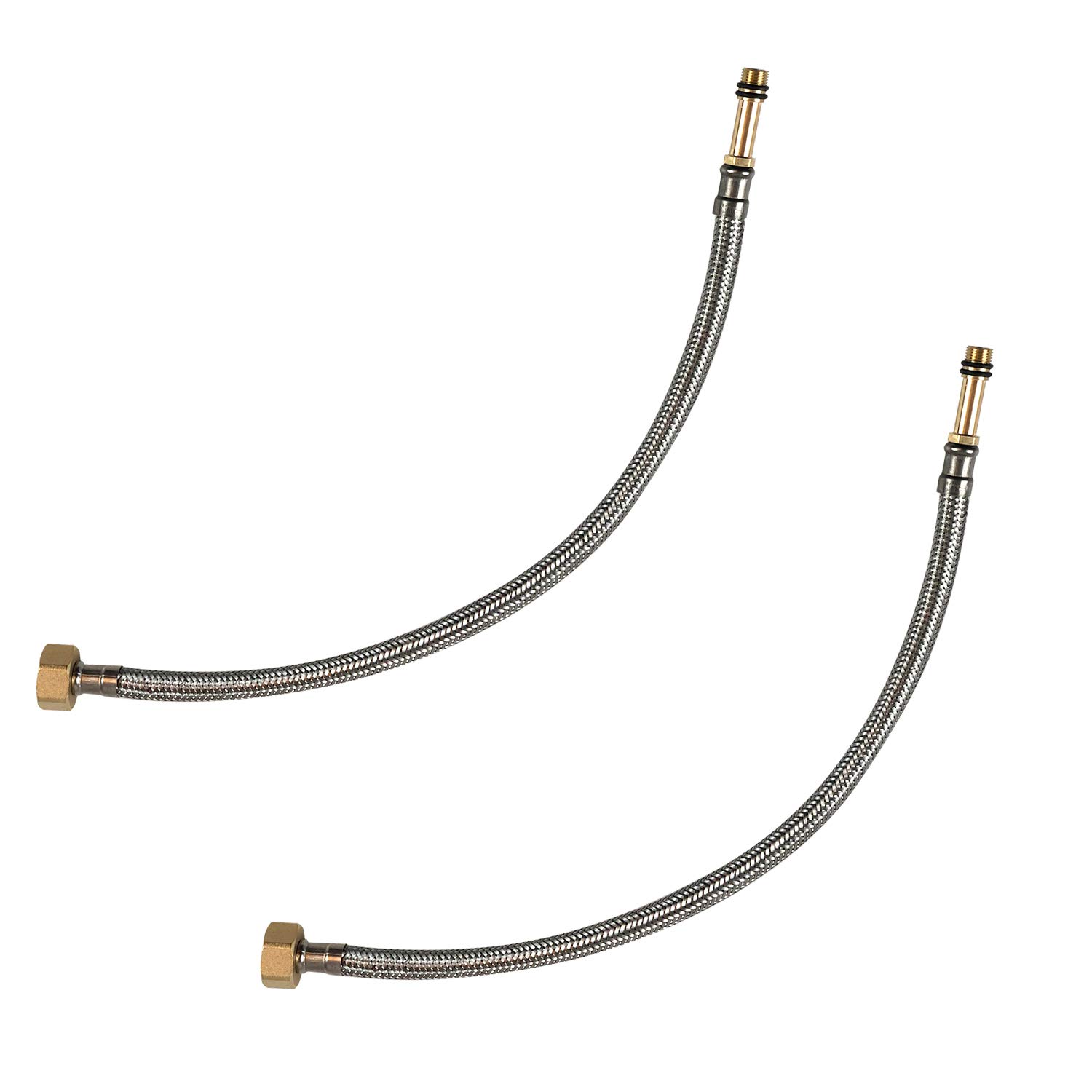 Pack of 2 Flexible Pipe Tap Connector Stainless Steel Braided Hose M10 (10mm) x 1/2" 40cm Long