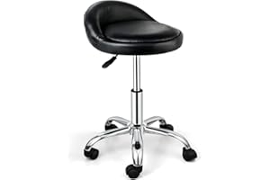 Nova Microdermabrasion Rolling Stool Swivel Salon Stool Chair Adjustable Drafting Tattoo Office Massage Medical Facial Spa with PU Cushion Backrest (Black)