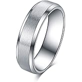 Tornito Stainless Steel Spinner Ring Engagement Wedding Band for Women Sand Blast Finish Step Edge Sleek 6MM