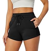 NIMENJOJA Womens Athletic Gym Shorts Comfy Sweat Shorts for Workout Casual Lounge with Pockets