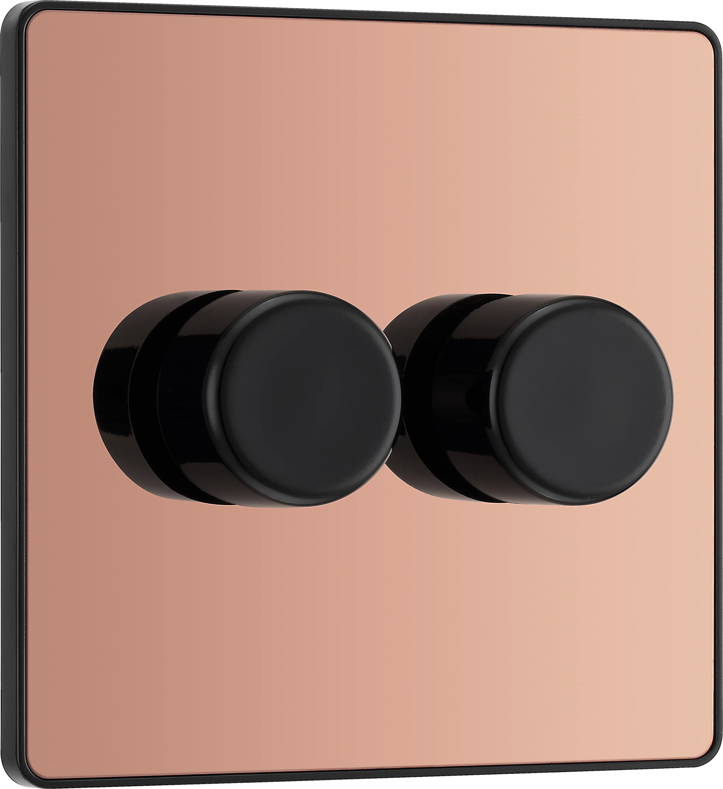 BG Electrical Intelligent Double Wall Dimmer Switch, 2 Way, Screwless Front Plate, Evolve, Polished Copper, 200W, PCDCP82B — image 1