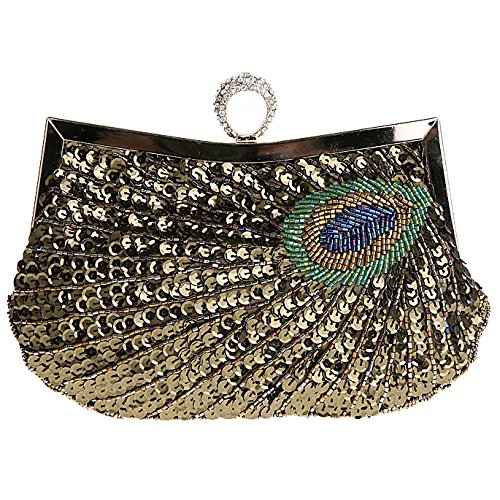 Luckywe Womens Wallet Evening Vintage Ring Peacock Designer Handbag Clutch Purse