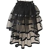 Mluiov Women's Tulle Bustle Skirt Steampunk Tie On Tutu Overskirt Costume Cosplay Mini Underskirt Rave Festival Outfits