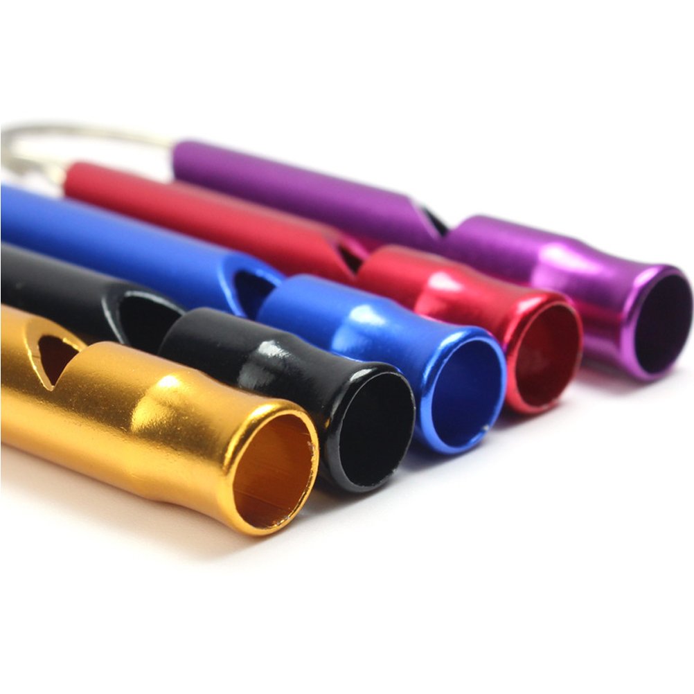 6pcs Emergency Aluminum Whistle Key Chain ,AlwaysDecor Loud Whistles great for Camping Hiking Hunting Outdoors Sports