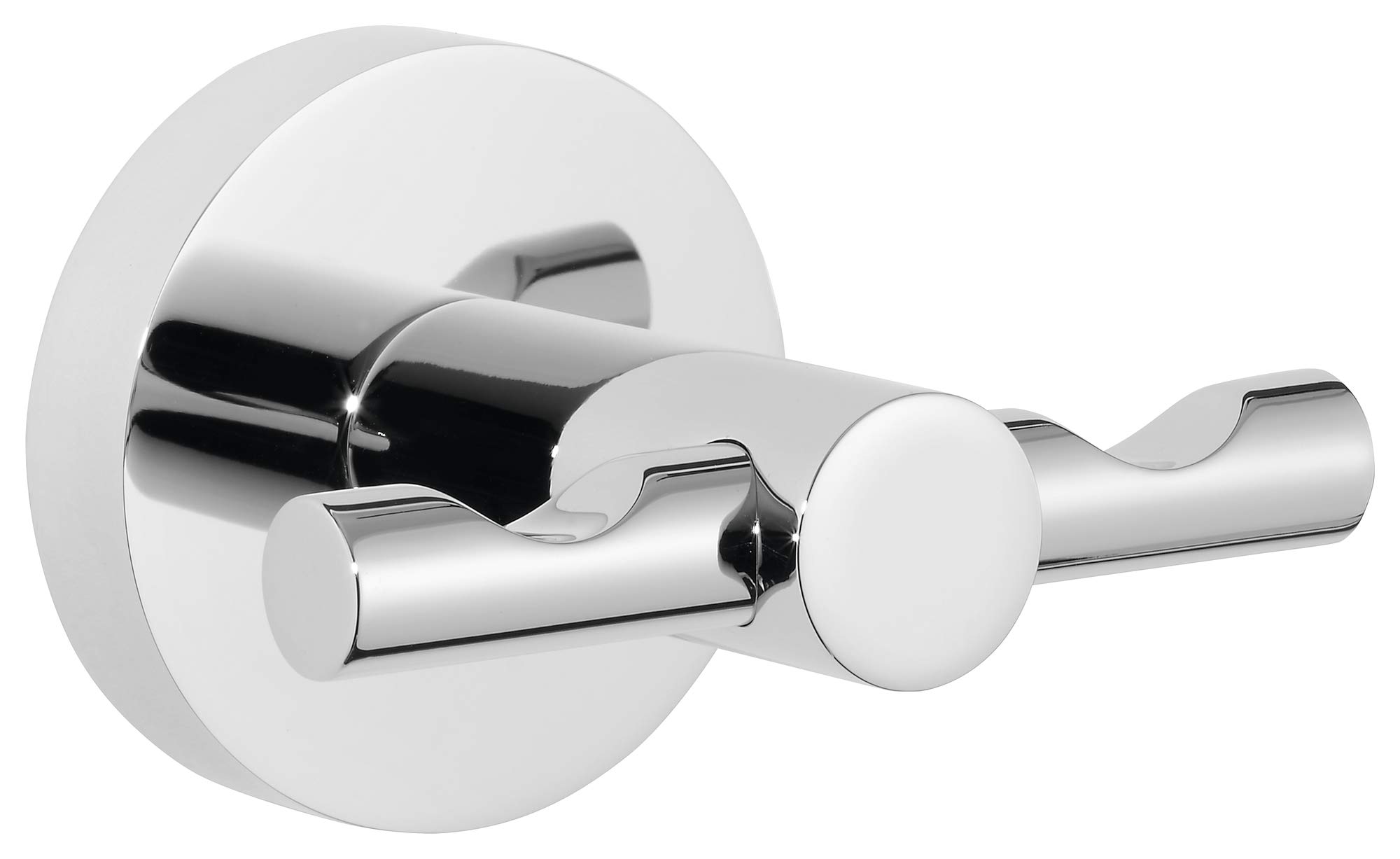 tesa EXXCELLENT Double Robe Hook - Self-Adhesive Bathrobe Hook in Stainless-Steel Design - Wall-Mounted Dressing Gown Holder - Waterproof, incl. Power.Kit Adhesive Solution - 50mm x 75mm x 62mm