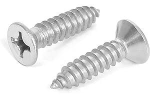 MELLEWELL #6 x 5/8" Flat Head Sheet Metal Screws Wood Screws, 304 Stainless Steel 18-8, Self Tapping, 100 PCS