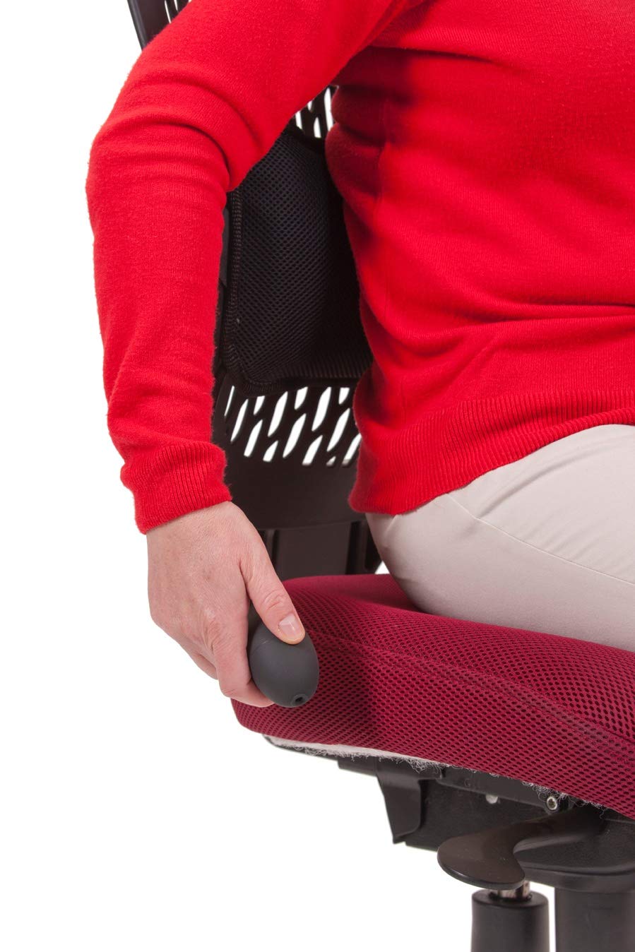AirCareSystems™ (Reg: UK00003133539) Infinitely adjustable Lumbar Support Pad for Lower Back Pain Relief. Hand pump inflating air cell and sculptured foam. Breathable washable 3D mesh cover. AirCare Ergonomics™ (Reg: UK00003133539)
