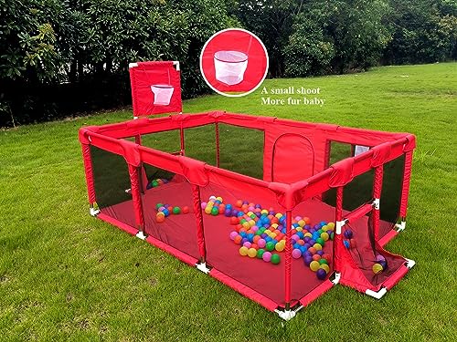 Gaorui Large Kids Baby Ball Pit - Portable Indoor Outdoor Baby Playpen Toddlers Children Safety Play Yard Fun Activities Popular Toys (Not Includes Balls) (Red)