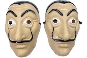 AMARONE Money robbery mask salvador Dali MaskCosplay halloween mask Realistic Movie Prop Face Mask… 2pack