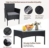 Panana Rattan Garden Furniture Set 4 Piece with Glass Table Cushions view 3