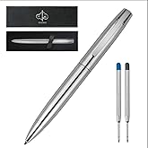 YUNCHUN Executive Pens for Men, Medium Point Ball Point Pen Sets for Men Gift, Heavy Duty Ball Pen for Writing, Retractable Metal Ballpoint Pen for Journaling, Ballpoint Pens Blue Ink with Pure Silver