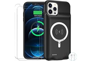 YINGYKJ Battery Case for iPhone 12/12 Pro, Enhanced 10000mAh Portable Protective Smart Qi Wireless Charging Case Compatible with iPhone 12/12 Pro (6.1 inch) Rechargeable Extended Battery Charger Cover(Black)