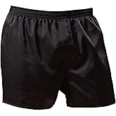 Men's Satin Boxers Shorts Silk Sleep Pajama Bottom Silk Boxers Comfortable Lounge Underwear with Button Fly