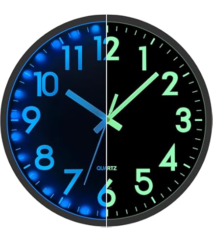 Amazon.com: Warminn Wall Clock - 12 inch Glow in The Dark Wall