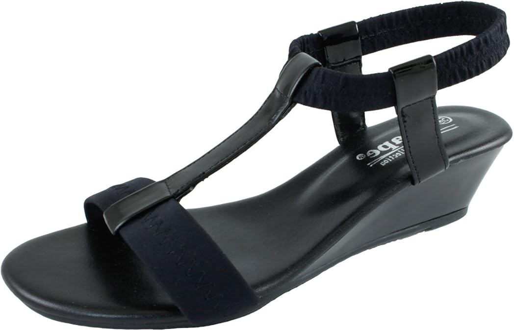 Agape Image69 TStrap Wedge Sandal, Black, 8