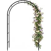 Galvanized Metal Garden Arbor,7.6ft H x 4.6ft W,Rust-Resistant Heavy-Duty Garden Arch Trellis for Climbing Plants Vines Roses