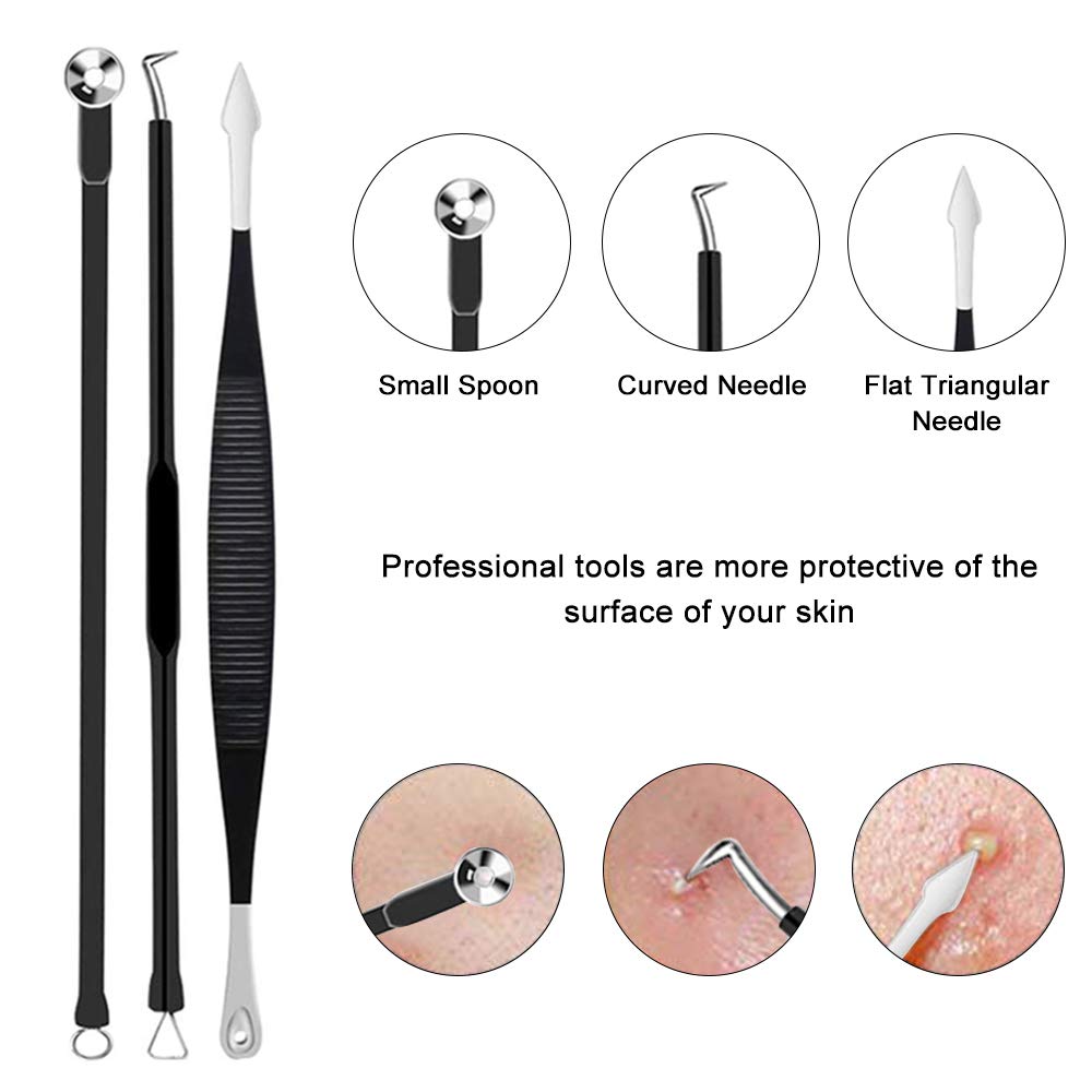 pimple popper tool- Aooeou 10 Pcs Professional Pimple Comedone Extractor Tool Acne Removal Kit -Treatment for Pimples, Blackheads, Blemish, Zit Removing, Forehead and Nose: Beauty