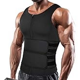 SHAPERIN Men Neoprene Sauna Zipper Waist Trainer Vest Tank Top Trimmer Body Shaper