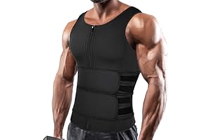 SHAPERIN Men Neoprene Sauna Zipper Waist Trainer Vest Tank Top Trimmer Body Shaper