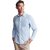 Rhone Men's State of Mind Shirt, Slim Fit Button Down Shirt, Performance Fabric, Anti Odor (Blue, Large)