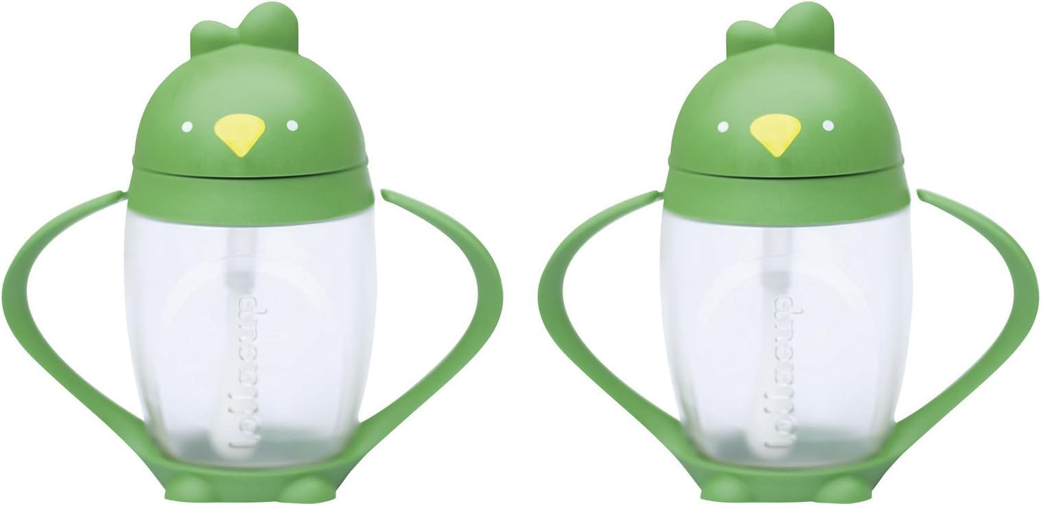 Lollacup Infant And Toddler Straw Cup, 2 Pack - Green