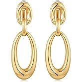 MUYAN Gold Clip On Drop Earrings for Women Non Piercing Dangle Earrings Fashion Jewelry