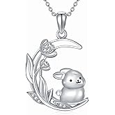 LWXIE Diamond Rabbit Necklace 925 Sterling Silver Bunny Necklace Jewelry Gifts for Women Wife Girlfriend