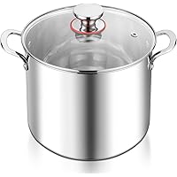 E-far 12-Quart Stock Pot, 18/10 Stainless Steel Stockpot with Lid for Cooking Simmering Soup Stew, Heavy Duty Cookware Works 