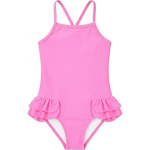 Haloumoning Toddler Baby Girls Swimsuit Kids Ruffled One Piece Colorful Bathing Suits Summer Beach Swimwear 9M-8Y