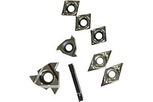 MABUARN Carbide Turning Inserts CCMT060204, DCMT070204, 11IR AG60, 16ER AG60, MGMN200 for 1/2" CNC Lathe Turning Tool Holder, Indexable Inserts, 8 Pieces (for Aluminum Machining)