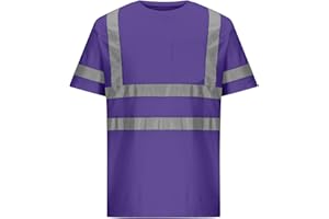 High Visibility Shirts for Women Work Safety Shirts Short Sleeve Hi Vis Reflective Shirt Tees for Men