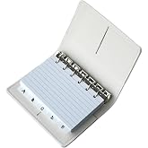 Olivo 3x5 Lined Index Cards with Ring Binder Holder and Dividers, White | 100 Note Cards, 10 Tabs, 6 Holes Punched, Leather Booklet Organizer, 3 x 5 Inch