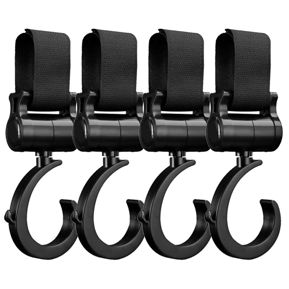 4 Pcs Buggy Clips Multifunctional Baby Stroller Hook Baby Pushchair Hooks 360 Degree Swivel Baby Pushchair Hooks for Hook Your Shopping Bags