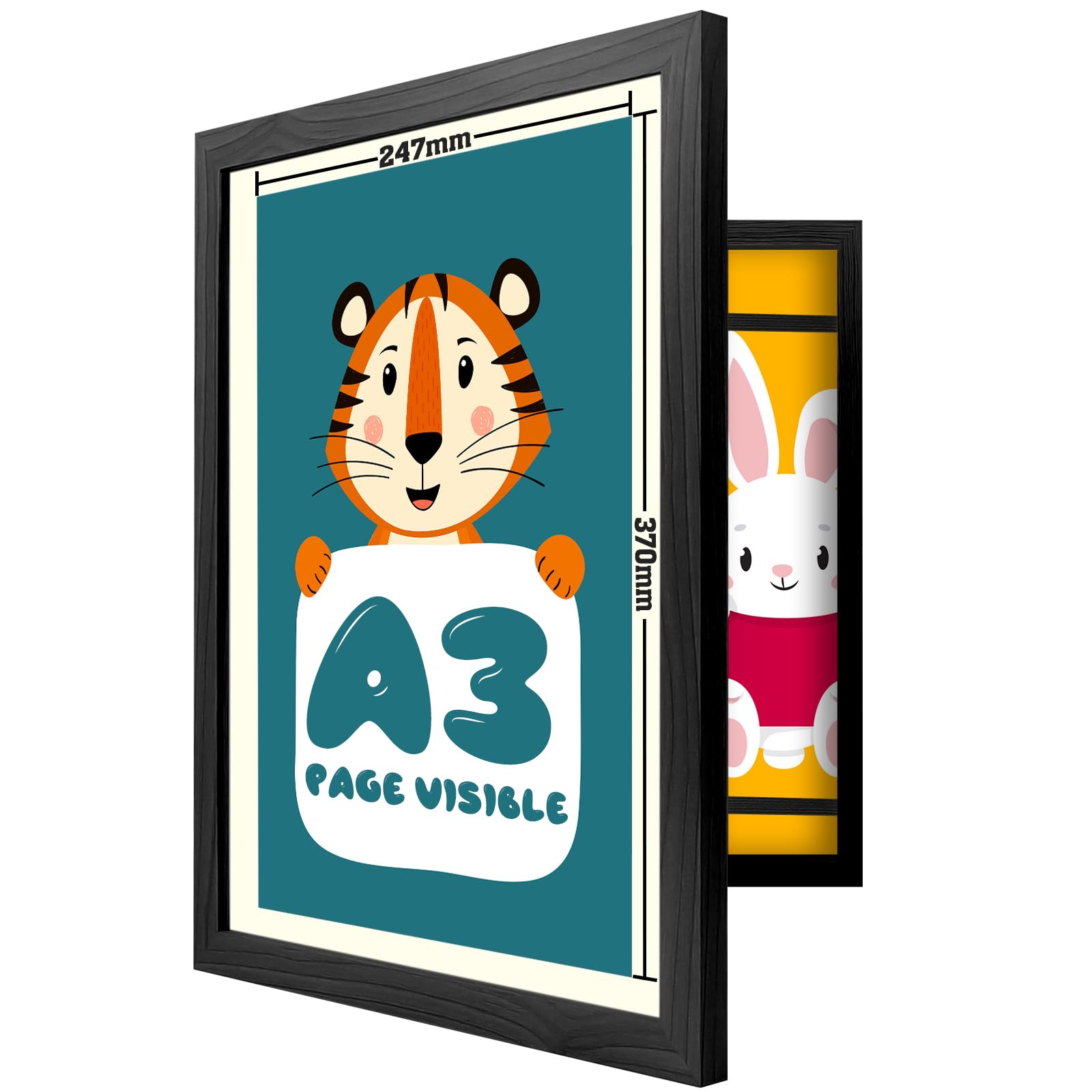 Ciscle Kids Art Frames - A3 Fillable Front Opening Photo Frames for 100 Pictures, Ideal for Children's Drawings, School, Home or Office (Black)