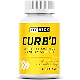 FITKICK Curb’D Capsules – Non-Prescription Appetite & Craving Support, Energy & Focus Formula with Natural Extracts – Raspberry Ketones, Green Coffee Bean & Citrus Aurantium – 60 Vegan Capsules