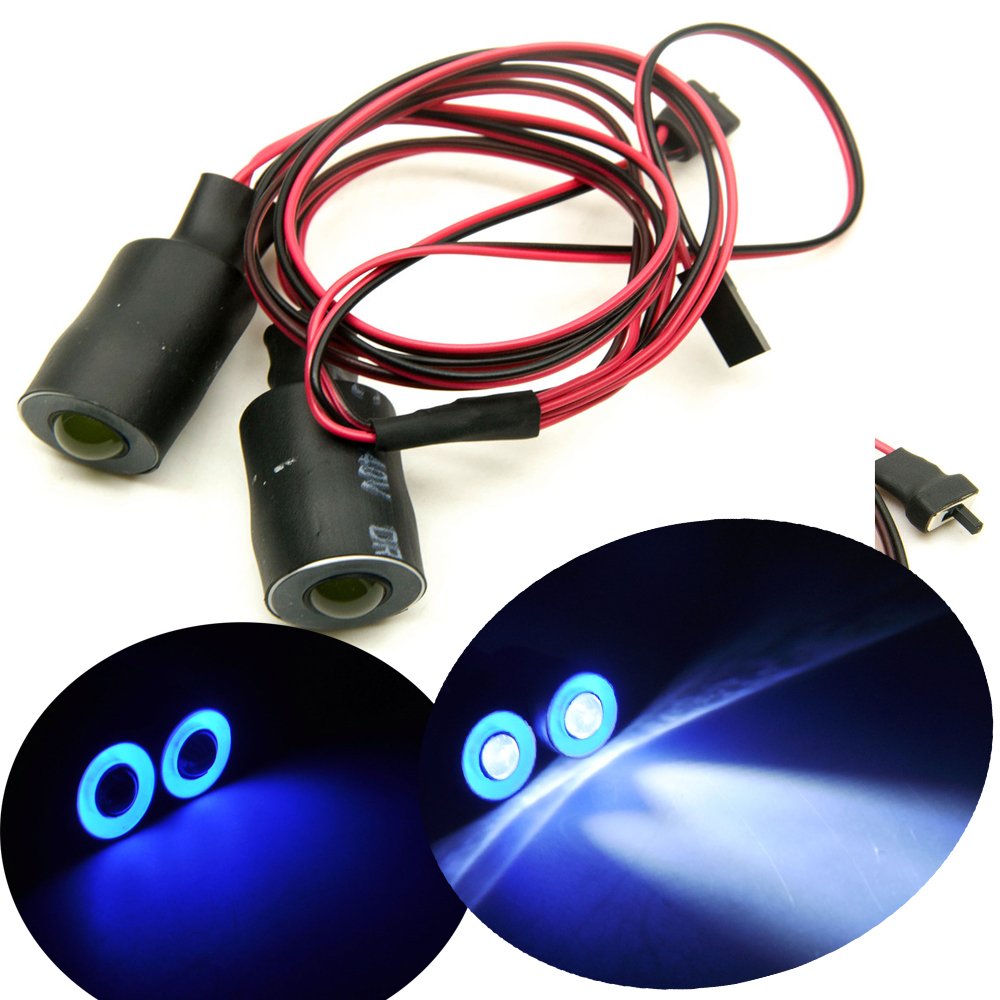 17mm 2 Leds Angel Eyes LED Light Headlights/Taillight for 1:10 RC Crawler Car (Blue+White)