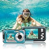 Waterproof Point and Shoot Digital Cameras, Dual Screen Underwater Sports Action Video Recorder Cameras-Yellow