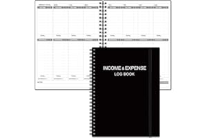 Heveboik Income & Expense Log Book - A4 Income and Expense Tracker for Small Business, Accounting Bookkeeping Tracking for Woman and Man, 8" x 10.5", Black