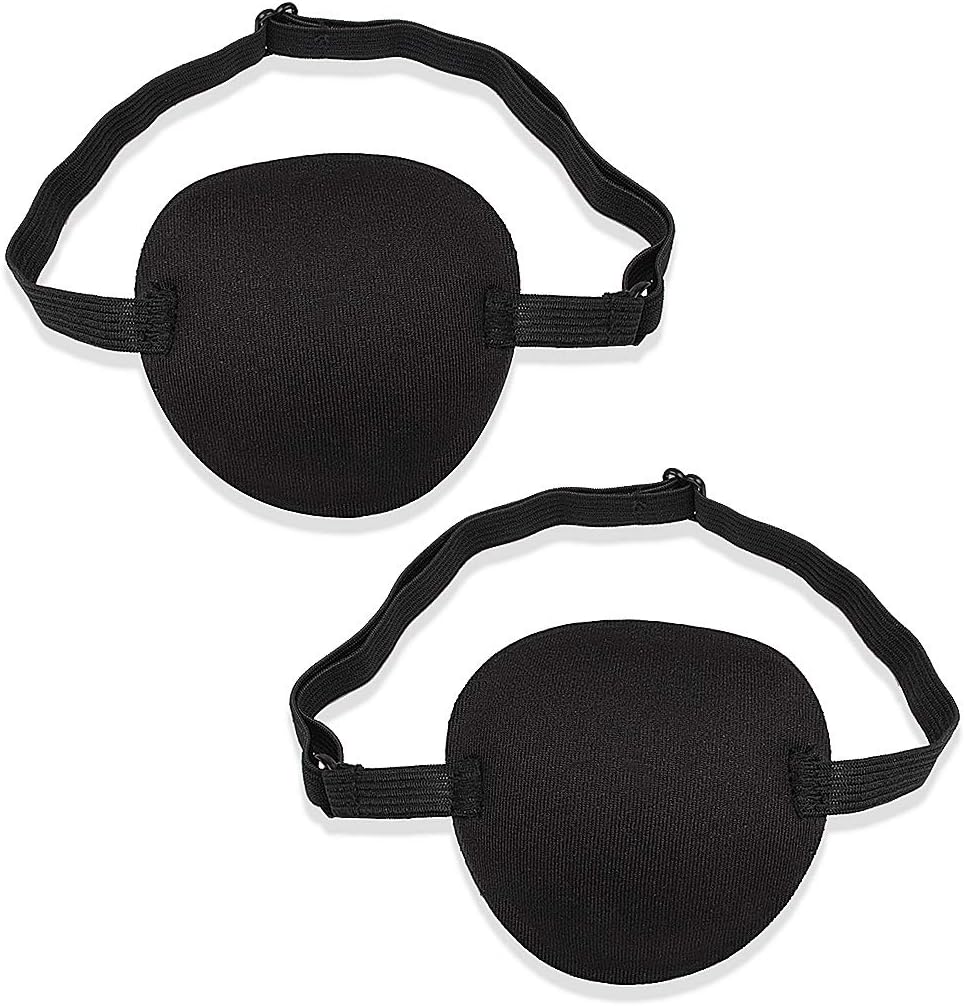 SWKJ 2 Pack Eye Patches Adjustable Soft Comfort For Adults Kids Amblyopia Pirate