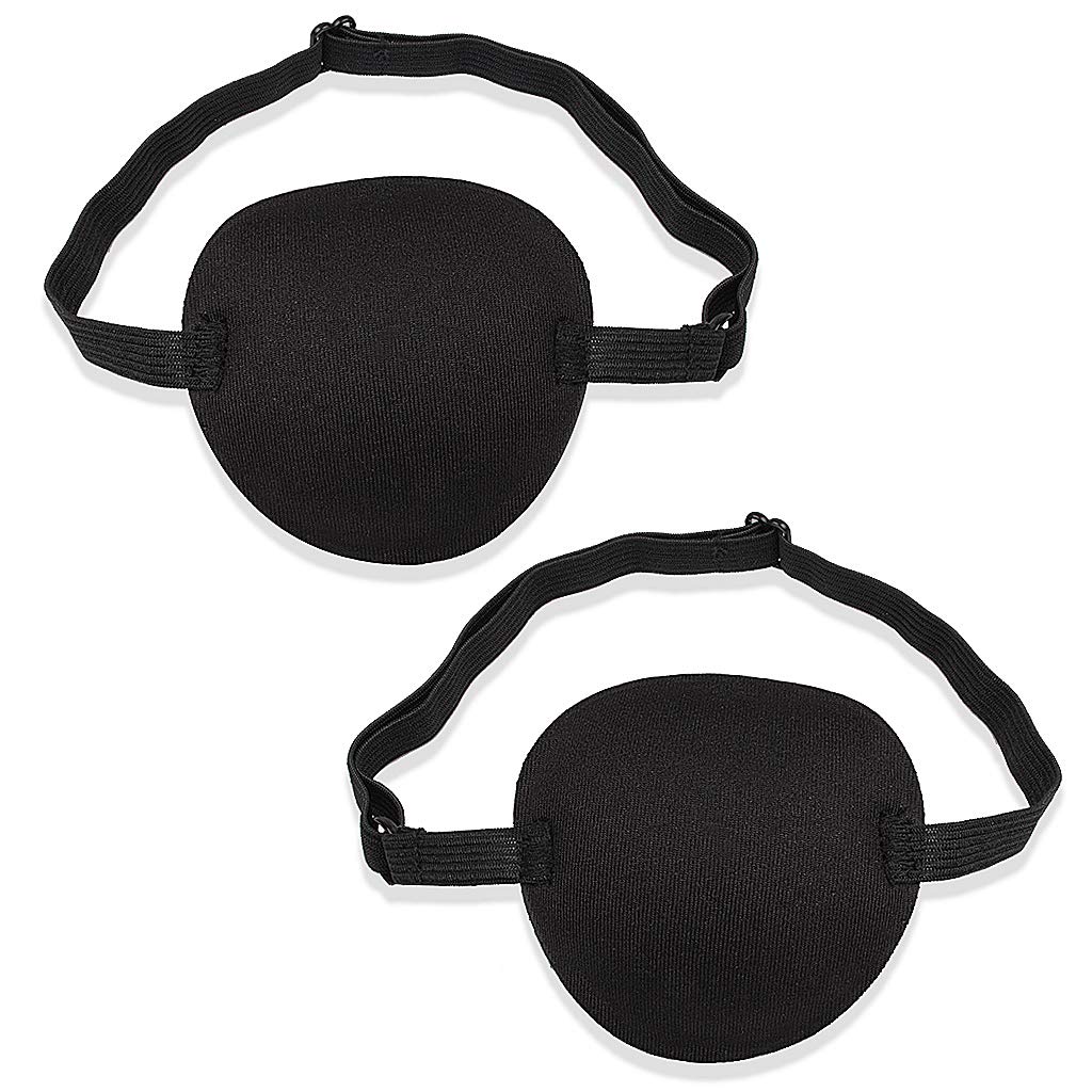 Edealing 2 PCS Eye Patch Set for Adults and Kids, Single Eye Mask with Adjustable Buckle Soft and Comfortable Pirate Eye Patch for Amblyopia Lazy Eye-Black : Beauty