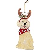 Noble Gems™ Goldendoodle With Antlers Glass Ornament