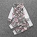 GBSELL 2PCS Toddler Kids Baby Boy Girl Clothes Floral Hooded Pocket Tops + Pants Set (Gray, 24 Month)