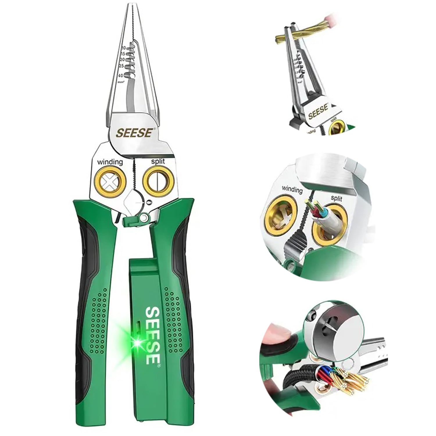 SEESE 8-in-1 Wire Stripper Pliers: Compact Portable Multi-Function