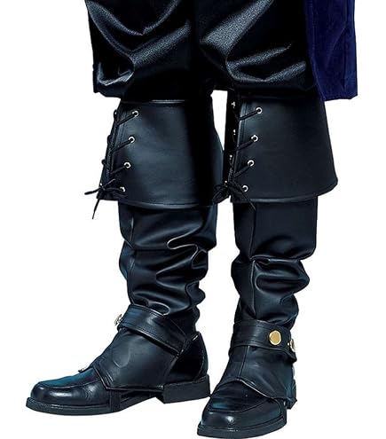 Bottes Longues En Cuir Pour Homme - Style Pirate/viking Renaissance - Noires - Pour Halloween Ou Costume - Neuf