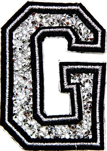 3" (A-Z) White Crystal English Letter Character Alphabet Rhinestone Shiny Patch Iron on Embroidered Craft Handmade Baby Kid Girl Women Sexy Lady DIY Accessories Costume (G (2.25"wide x 3"tall))