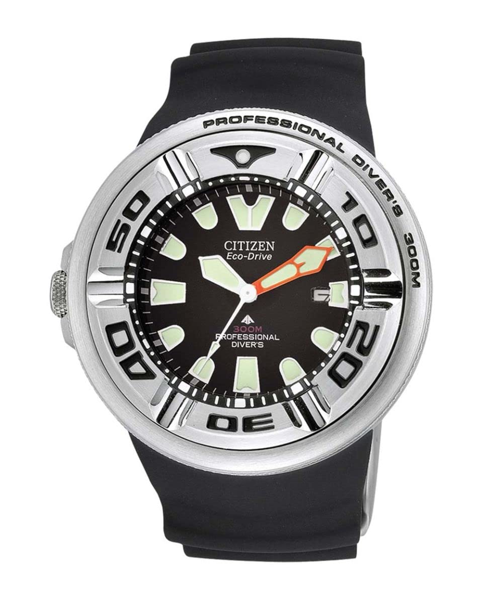 Reloj Citizen Eco-Drive Promaster Sea Dive para hombre en acero inoxidable con correa de poliuretano negra, esfera negra (Modelo: BJ8050-08E)