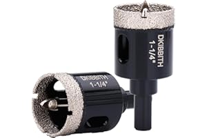 DKIBBITH 1-1/4" Diamond Hole-Saw Bits with Pilot Drill Bit - 1.25" Diamond Tipped Tile Hole Saws with Guiding Bit for Accurate Drilling Porcelain Tile Ceramic Pottery Granite Stone Glass Bottles 32mm