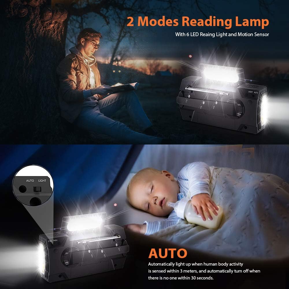 SJJ Emergency Hand Crank Radio, Weather Radio (AM/FM / 7 NOAA) with 3 LED Flashlight, SOS Alarm,Cell Phone Charger. (2020 Upgraded Version): Home Audio & Theater