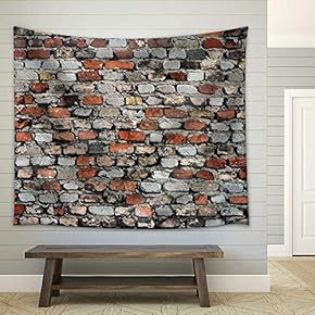 Old Brick Wall Background or Texture - Fabric Wall Tapestry Home Decor - 51x60 inches